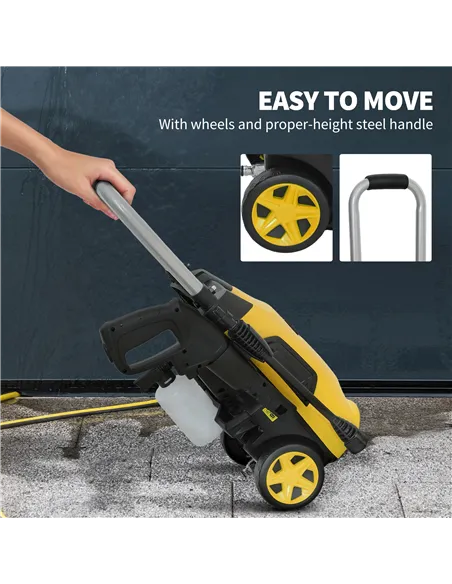Outsunny 1800W 150-Bar Pressure Washer, with Adjustable Nozzle - Yellow