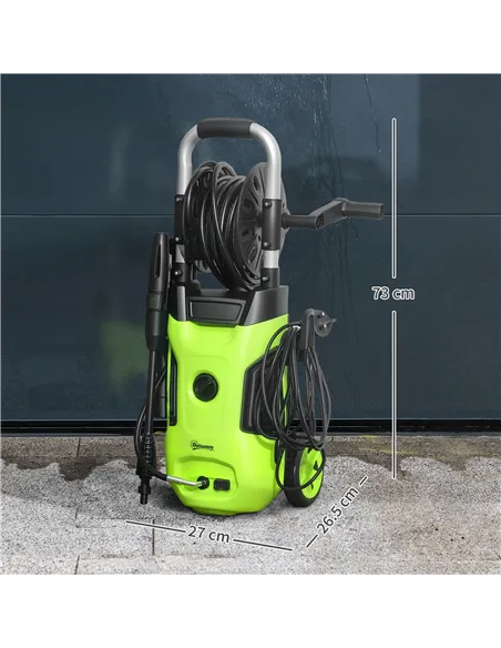 Outsunny 1800W High Pressure Washer, 150 Bar Pressure, 420 L/h Flow, Portable Power Washer Jet Wash Cleaner with Adjustable Nozz