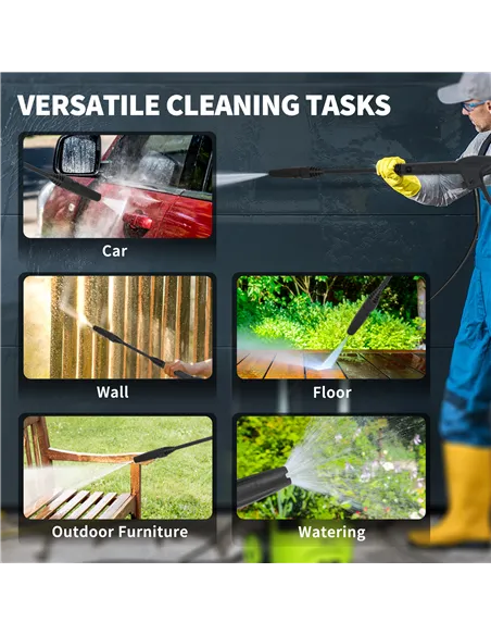 Outsunny 1800W High Pressure Washer, 150 Bar Pressure, 420 L/h Flow, Portable Power Washer Jet Wash Cleaner with Adjustable Nozz