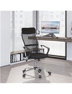 HOMCOM Ergonomic Office Chair Mesh Chair with Adjustable Height Tilt Function Black 2