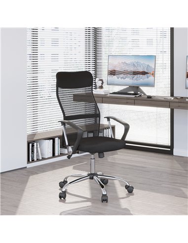 HOMCOM Ergonomic Office Chair Mesh Chair with Adjustable Height Tilt Function Black