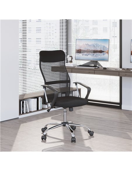 HOMCOM Ergonomic Office Chair Mesh Chair with Adjustable Height Tilt Function Black