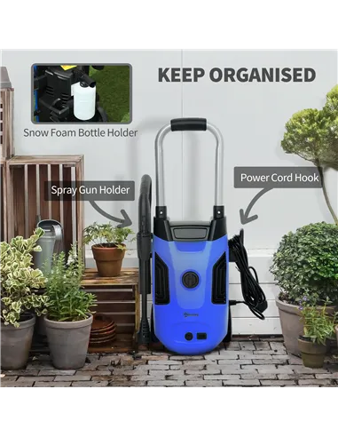 Outsunny 1800W 150-Bar Pressure Washer, with Adjustable Nozzle - Blue