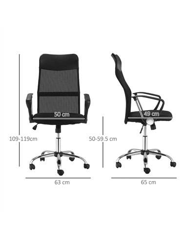 HOMCOM Ergonomic Office Chair Mesh Chair with Adjustable Height Tilt Function Black