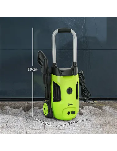 Outsunny 1800W 150-Bar Pressure Washer, with Adjustable Nozzle - Green