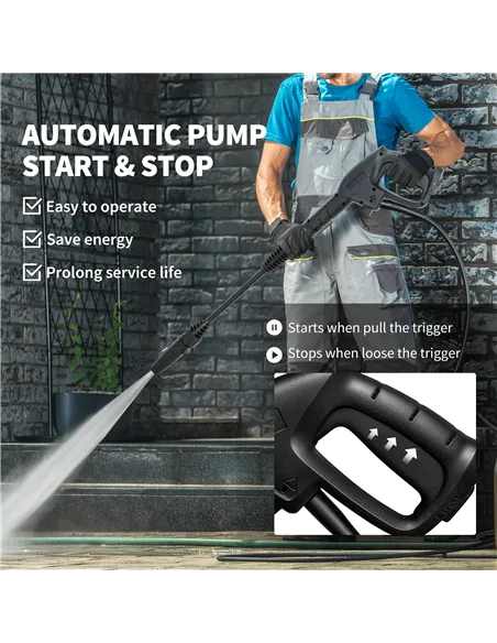 Outsunny 1800W 150-Bar Pressure Washer, with Adjustable Nozzle - Green