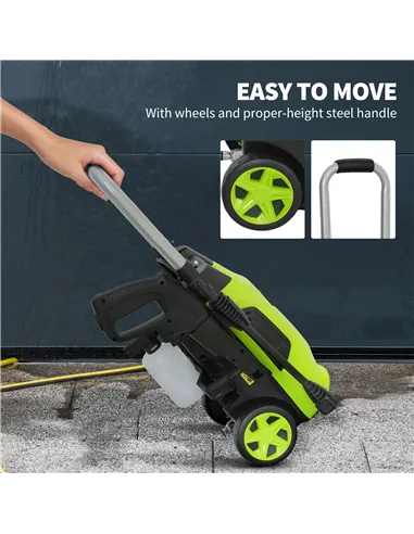 Outsunny 1800W 150-Bar Pressure Washer, with Adjustable Nozzle - Green