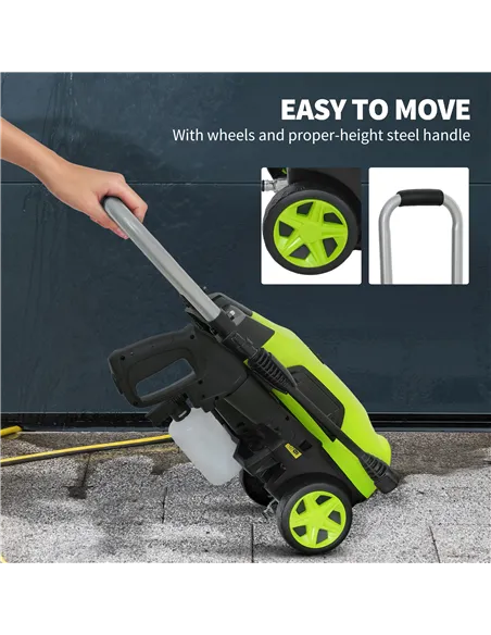 Outsunny 1800W 150-Bar Pressure Washer, with Adjustable Nozzle - Green
