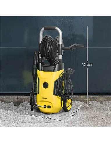 Outsunny 1800W High Pressure Washer, 150 Bar Pressure, 420 L/h Flow, Portable Power Washer Jet Wash Cleaner with Adjustable Nozz