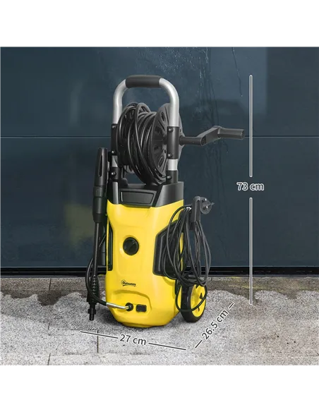Outsunny 1800W High Pressure Washer, 150 Bar Pressure, 420 L/h Flow, Portable Power Washer Jet Wash Cleaner with Adjustable Nozz