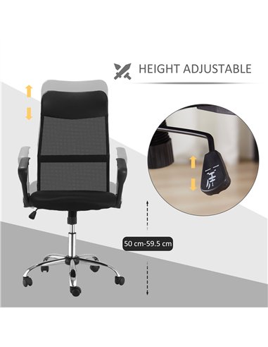 HOMCOM Ergonomic Office Chair Mesh Chair with Adjustable Height Tilt Function Black
