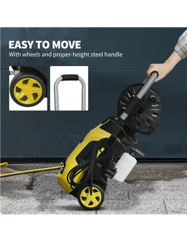 Outsunny 1800W High Pressure Washer, 150 Bar Pressure, 420 L/h Flow, Portable Power Washer Jet Wash Cleaner with Adjustable Nozz