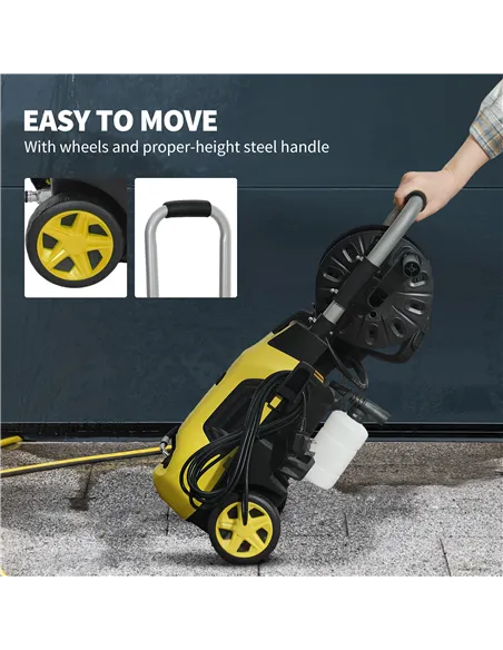 Outsunny 1800W High Pressure Washer, 150 Bar Pressure, 420 L/h Flow, Portable Power Washer Jet Wash Cleaner with Adjustable Nozz