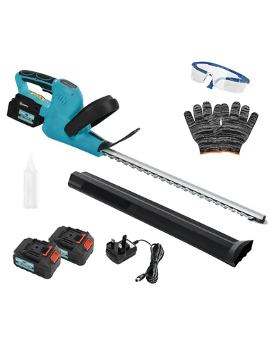 Outsunny 20" Cordless Hedge Trimmer, 18V Electric Hedge Cutter with 51cm Dual Action Blade, 2 x 4000mAh Batteries and Brushless 