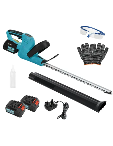 Outsunny 20" Cordless Hedge Trimmer, 18V Electric Hedge Cutter with 51cm Dual Action Blade, 2 x 4000mAh Batteries and Brushless 