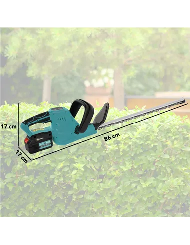 Outsunny 20" Cordless Hedge Trimmer, 18V Electric Hedge Cutter with 51cm Dual Action Blade, 2 x 4000mAh Batteries and Brushless 