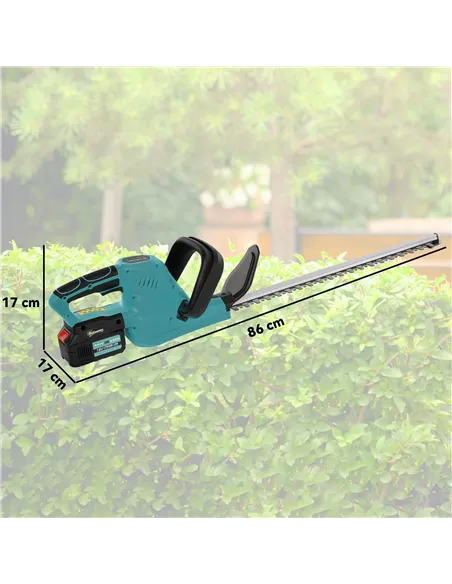 Outsunny 20" Cordless Hedge Trimmer, 18V Electric Hedge Cutter with 51cm Dual Action Blade, 2 x 4000mAh Batteries and Brushless 