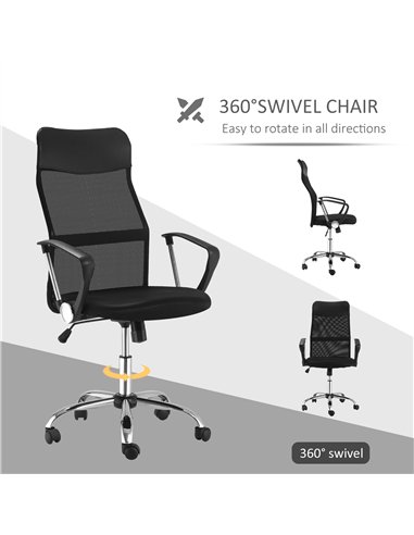 HOMCOM Ergonomic Office Chair Mesh Chair with Adjustable Height Tilt Function Black