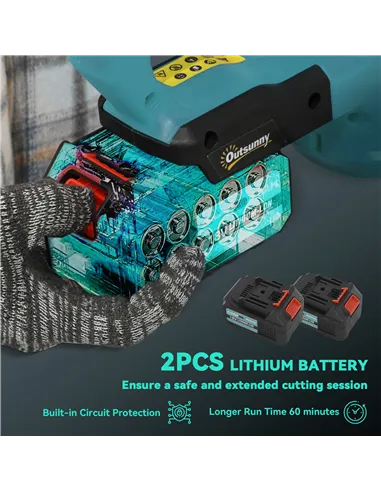 Outsunny 20" Cordless Hedge Trimmer, 18V Electric Hedge Cutter with 51cm Dual Action Blade, 2 x 4000mAh Batteries and Brushless 