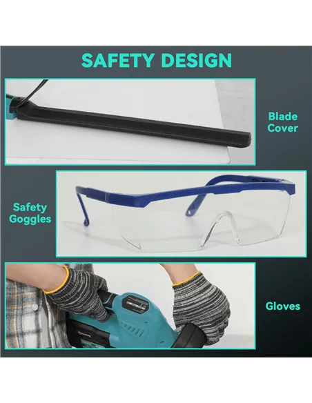 Outsunny 20" Cordless Hedge Trimmer, 18V Electric Hedge Cutter with 51cm Dual Action Blade, 2 x 4000mAh Batteries and Brushless 