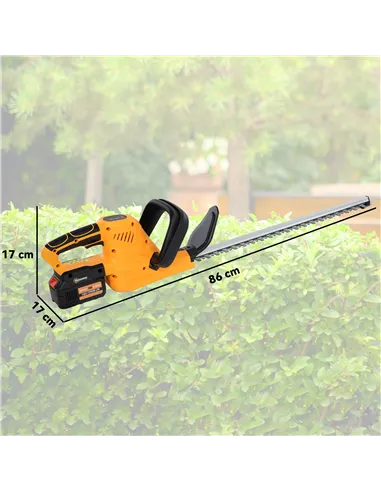 Outsunny 20" Cordless Hedge Trimmer, 18V Electric Hedge Cutter with 51cm Dual Action Blade, 2 x 4000mAh Batteries and Brushless 