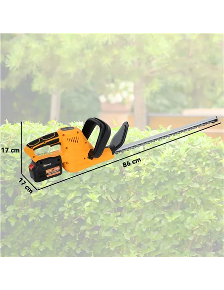 Outsunny 20" Cordless Hedge Trimmer, 18V Electric Hedge Cutter with 51cm Dual Action Blade, 2 x 4000mAh Batteries and Brushless 