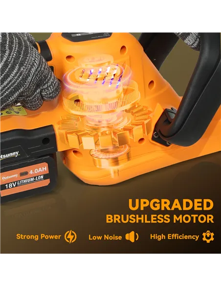 Outsunny 20" Cordless Hedge Trimmer, 18V Electric Hedge Cutter with 51cm Dual Action Blade, 2 x 4000mAh Batteries and Brushless 
