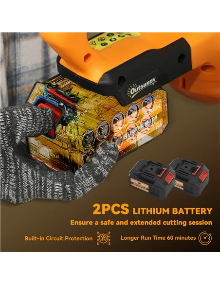 Outsunny 20" Cordless Hedge Trimmer, 18V Electric Hedge Cutter with 51cm Dual Action Blade, 2 x 4000mAh Batteries and Brushless 