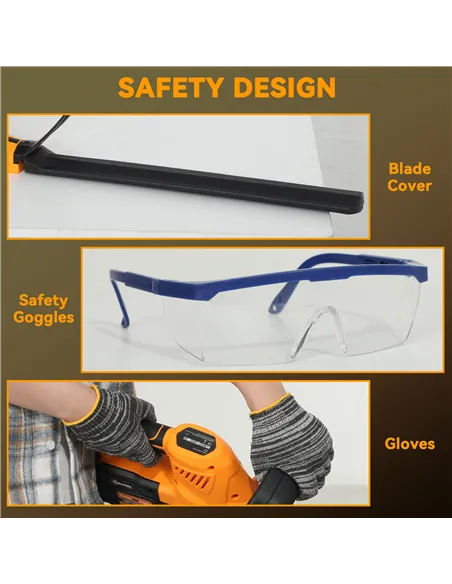 Outsunny 20" Cordless Hedge Trimmer, 18V Electric Hedge Cutter with 51cm Dual Action Blade, 2 x 4000mAh Batteries and Brushless 