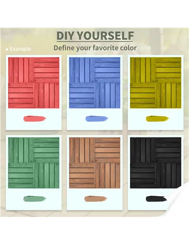 Outsunny 27 Pcs Solid Wood Interlocking Decking Tiles For Patio, Balcony, Roof Terrace, Hot Tub, Brown, (30 x 30 cm Per Piece)