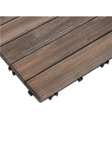 Outsunny 27 Pcs Solid Wood Interlocking Decking Tiles For Patio, Balcony, Roof Terrace, Hot Tub, Black, (30 x 30 cm Per Piece)