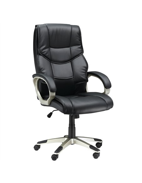 HOMCOM Home Office Chair High Back Computer Desk Chair with Faux Leather Adjustable Height Rocking Function Black