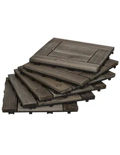 Outsunny 27 Pcs Wooden Interlocking Decking Tiles, 30 x 30 cm Outdoor Flooring Tiles, 2.5㎡ per Pack, for Patio, Balcony, Terrace