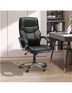 HOMCOM Home Office Chair High Back Computer Desk Chair with Faux Leather Adjustable Height Rocking Function Black 2