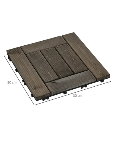 Outsunny 27 Pcs Wooden Interlocking Decking Tiles, 30 x 30 cm Outdoor Flooring Tiles, 2.5㎡ per Pack, for Patio, Balcony, Terrace
