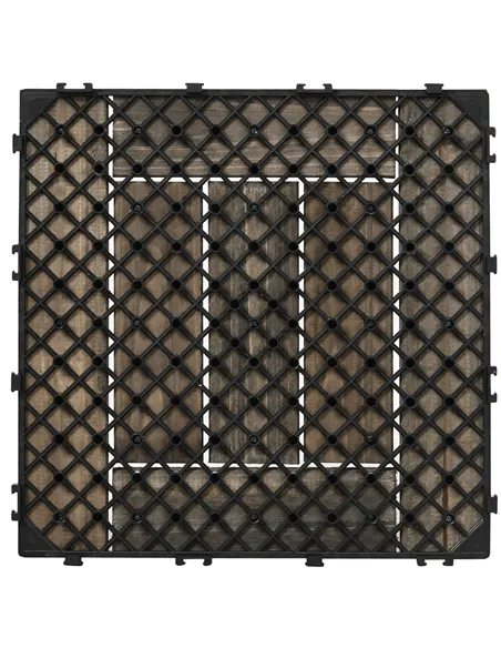 Outsunny 27 Pcs Wooden Interlocking Decking Tiles, 30 x 30 cm Outdoor Flooring Tiles, 2.5㎡ per Pack, for Patio, Balcony, Terrace