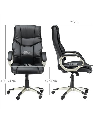 HOMCOM Home Office Chair High Back Computer Desk Chair with Faux Leather Adjustable Height Rocking Function Black