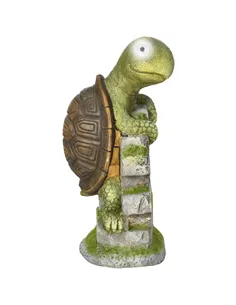 Outsunny Vivid Tortoise Art Sculpture with Solar LED Light, Colourful Garden Statue, Outdoor Ornament Home Decoration for Porch,