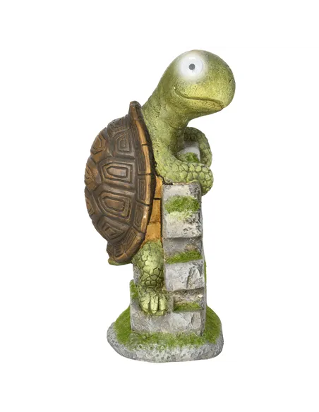 Outsunny Vivid Tortoise Art Sculpture with Solar LED Light, Colourful Garden Statue, Outdoor Ornament Home Decoration for Porch,