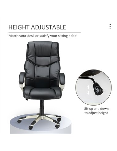 HOMCOM Home Office Chair High Back Computer Desk Chair with Faux Leather Adjustable Height Rocking Function Black