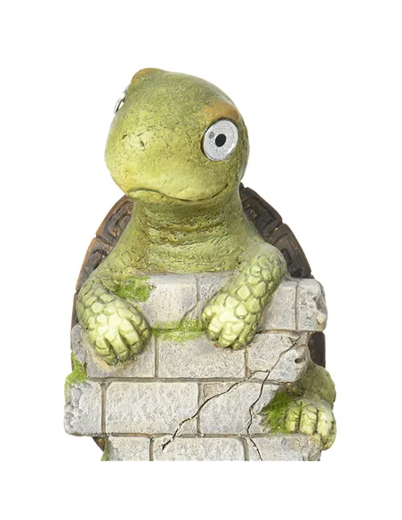 Outsunny Vivid Tortoise Art Sculpture with Solar LED Light, Colourful Garden Statue, Outdoor Ornament Home Decoration for Porch,