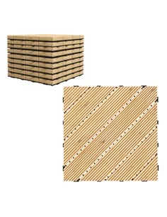 Outsunny 9 Pcs Garden Decking Tiles Wooden Outdoor Flooring Tiles for Patio, Balcony, Terrace, Hot Tub, Yellow