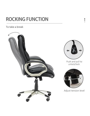 HOMCOM Home Office Chair High Back Computer Desk Chair with Faux Leather Adjustable Height Rocking Function Black