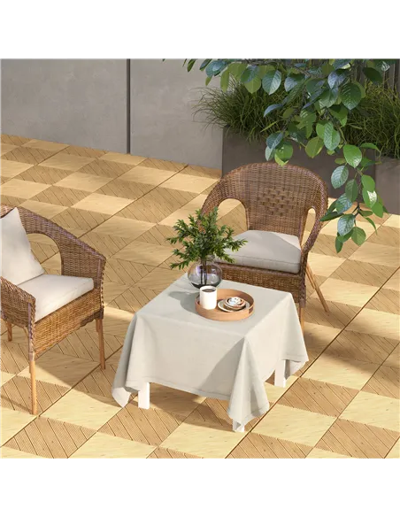 Outsunny 9 Pcs Garden Decking Tiles Wooden Outdoor Flooring Tiles for Patio, Balcony, Terrace, Hot Tub, Yellow