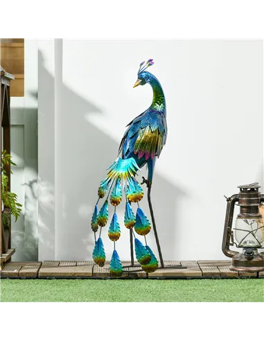 Outsunny Steel Peacock Garden Statue Decoration Gift