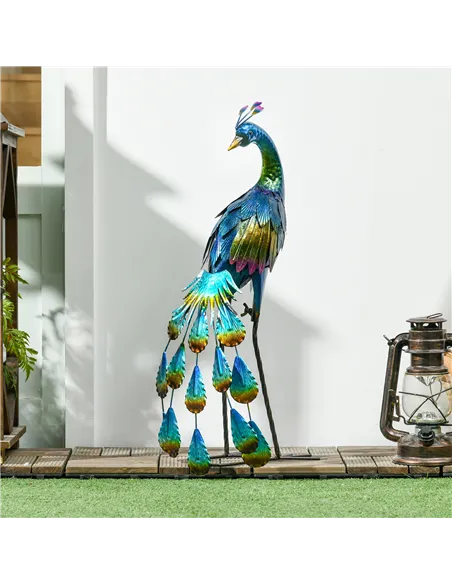 Outsunny Steel Peacock Garden Statue Decoration Gift