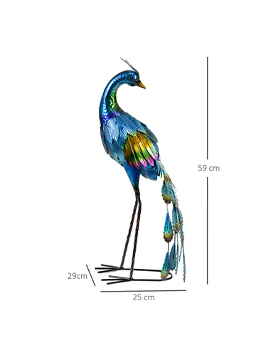 Outsunny Steel Peacock Garden Statue Decoration Gift