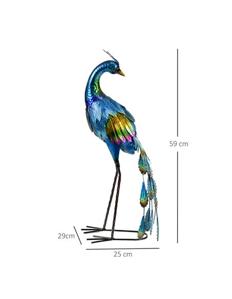Outsunny Steel Peacock Garden Statue Decoration Gift