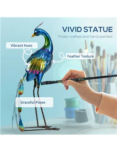 Outsunny Steel Peacock Garden Statue Decoration Gift