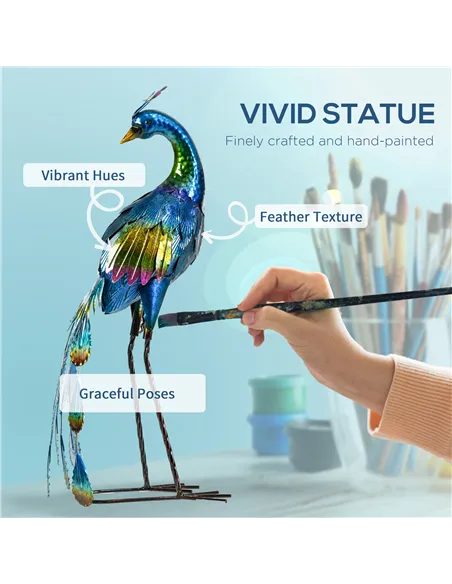 Outsunny Steel Peacock Garden Statue Decoration Gift